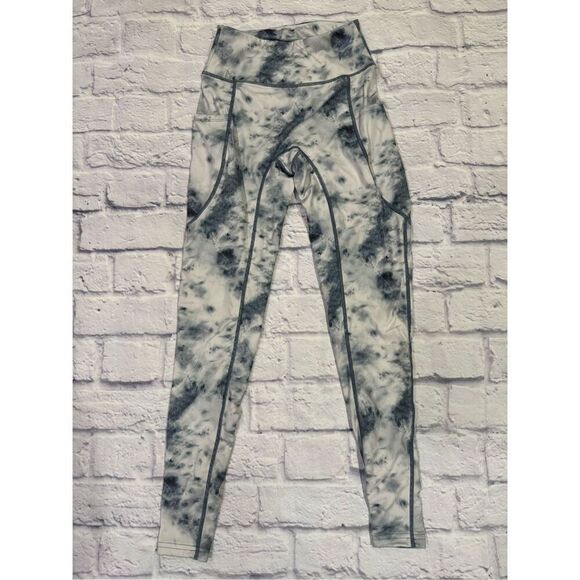 Flag Nor Fail High Waist Vivid Leggings in White/Blue Resin Marble Size Small - Picture 2 of 5